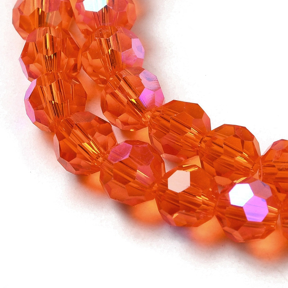 Electroplate Transparent Faceted Glass Beads – Orange, 6mm The Pink Bead Shop