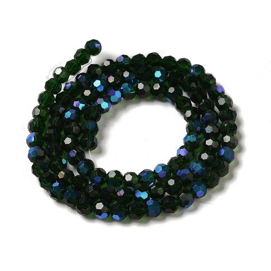 Electroplate Transparent Glass Beads – Dark Green, 6mm The Pink Bead Shop