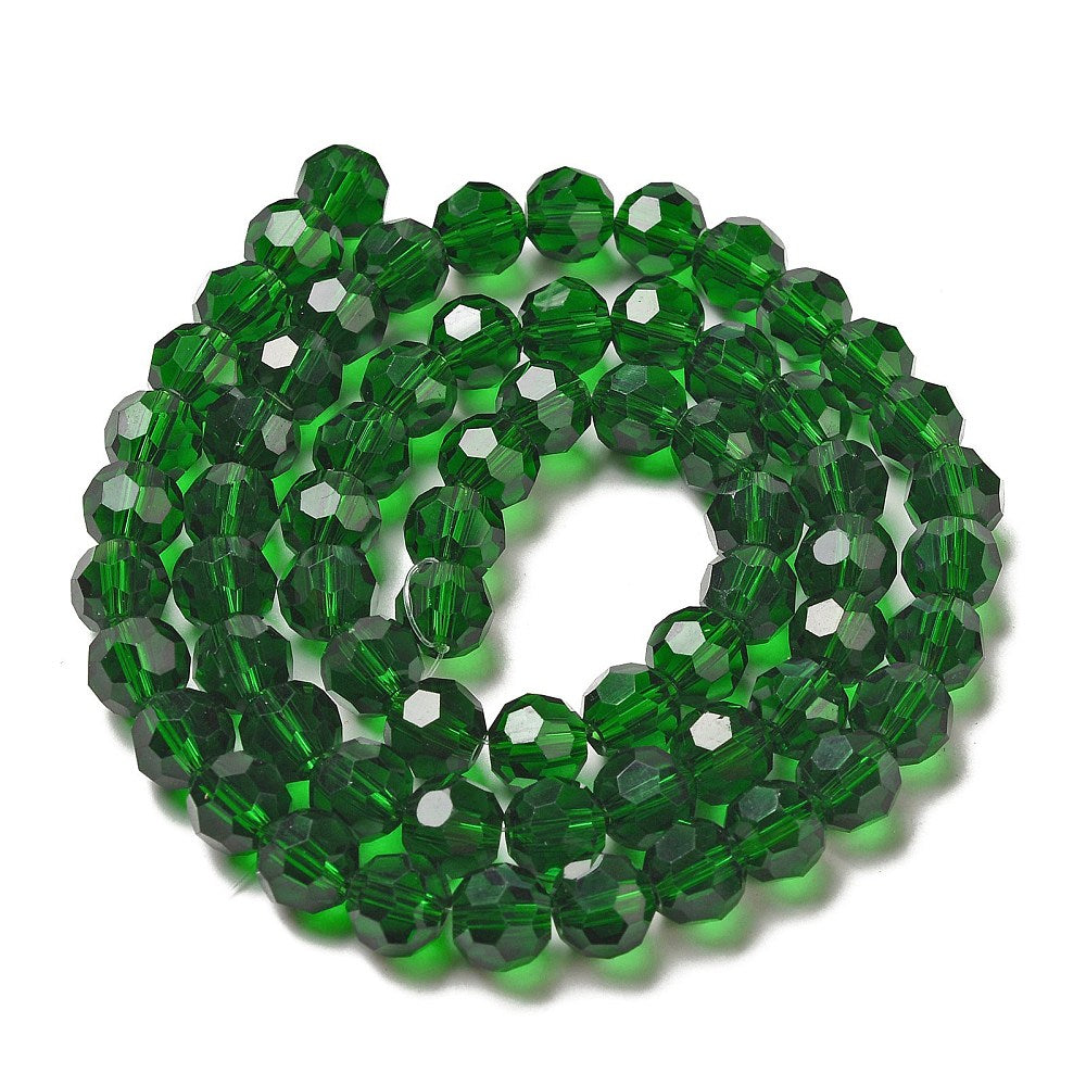 Dark Green Faceted Glass Beads 8mm | The Pink Bead Shop Canada