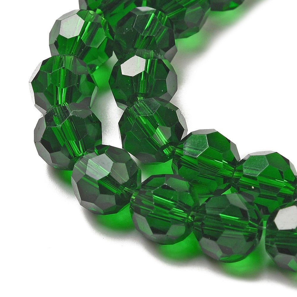 Dark Green Faceted Glass Beads 8mm | The Pink Bead Shop Canada