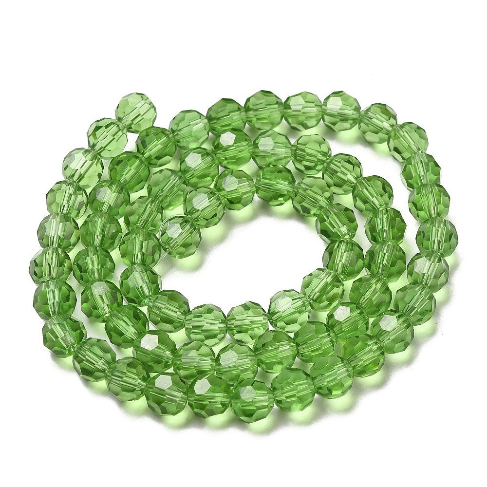 8mm Lime Green Faceted Glass Beads – 32 Facets | The Pink Bead Shop Canada