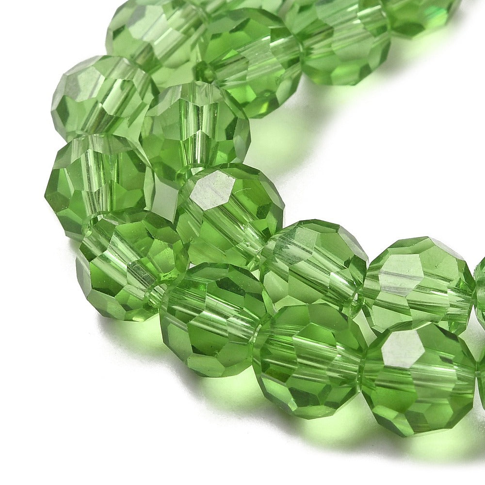 8mm Lime Green Faceted Glass Beads – 32 Facets | The Pink Bead Shop Canada