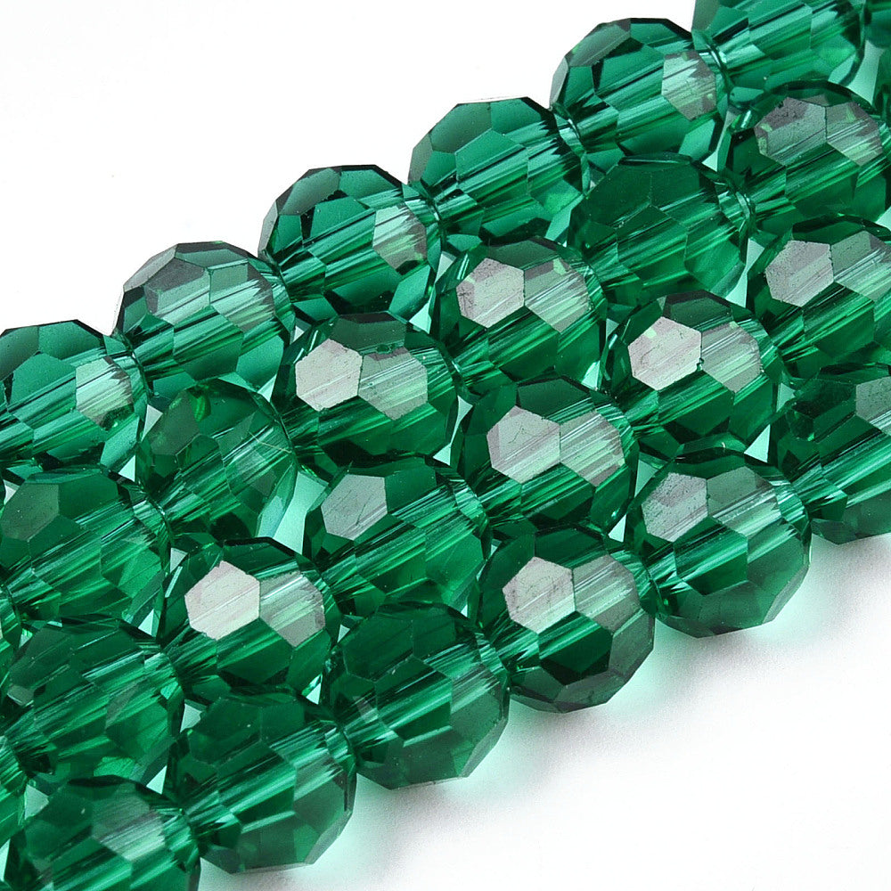8mm Green Faceted Glass Beads – 32 Facets | The Pink Bead Shop Canada