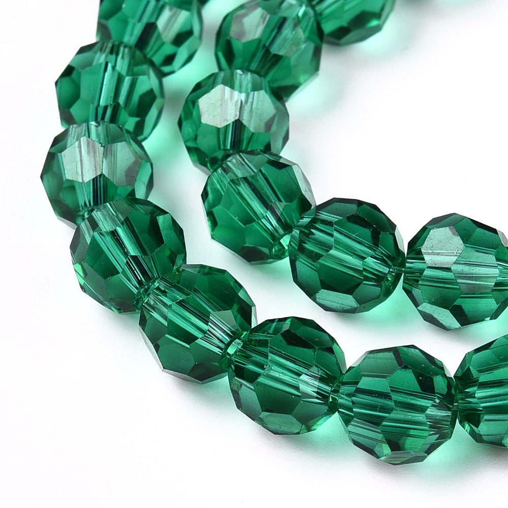 8mm Green Faceted Glass Beads – 32 Facets | The Pink Bead Shop Canada