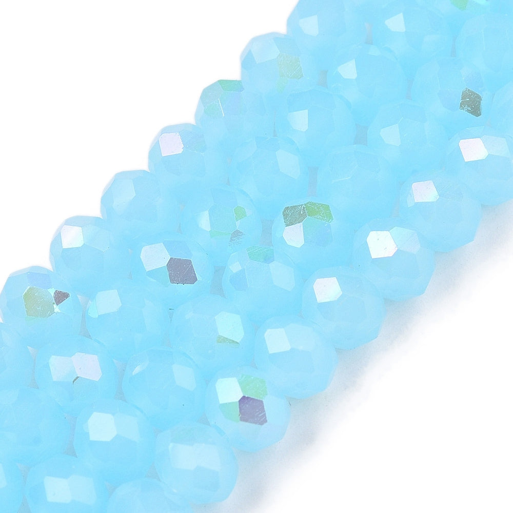 Light Sky Blue Electroplated Glass Rondelle Beads 6mm Strand | The Pink Bead Shop Canada