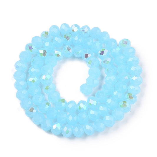 Light Sky Blue Electroplated Glass Rondelle Beads 6mm Strand | The Pink Bead Shop Canada