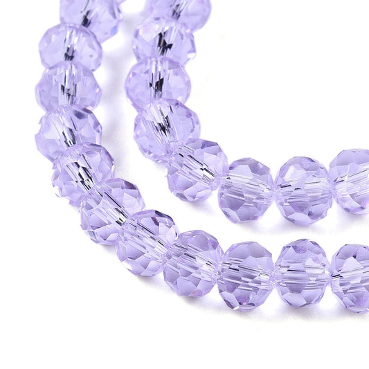 Lilac Faceted Rondelle Glass Beads – 6mm | The Pink Bead Shop Canada