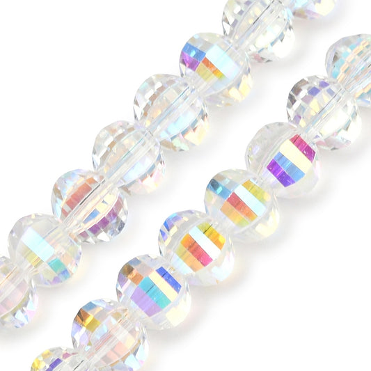Clear AB Pumpkin Glass Beads – Faceted Abacus (8x6mm) | The Pink Bead Shop Canada