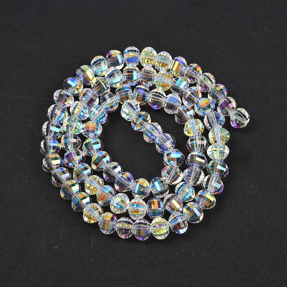 Clear AB Pumpkin Glass Beads – Faceted Abacus (8x6mm) | The Pink Bead Shop Canada