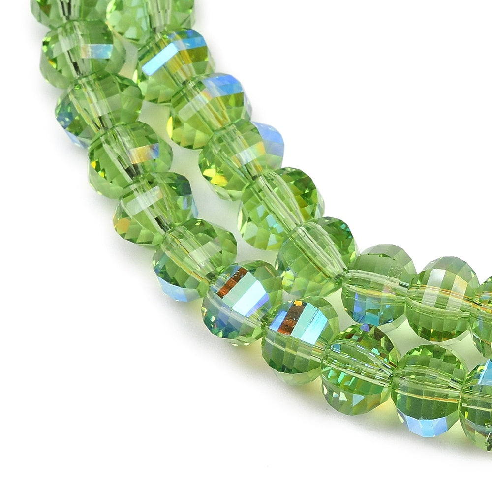 Lime Green AB Crystal Abacus Beads – Faceted 8x6mm | The Pink Bead Shop Canada