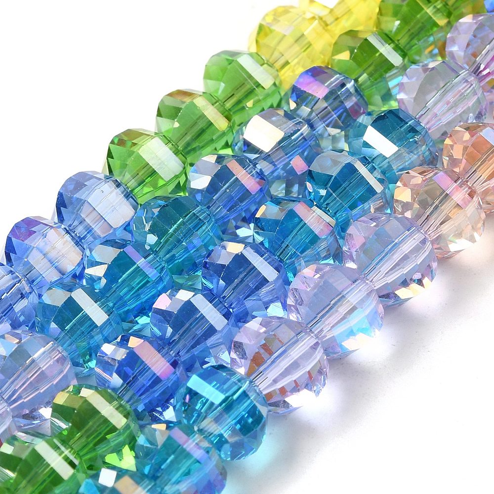 Mixed Colour Faceted Round Glass Beads – 8mm AB Plated | The Pink Bead Shop Canada