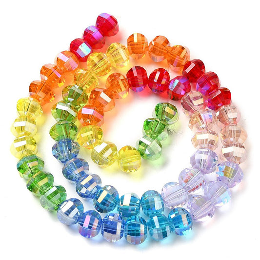 Mixed Colour Faceted Round Glass Beads – 8mm AB Plated | The Pink Bead Shop Canada