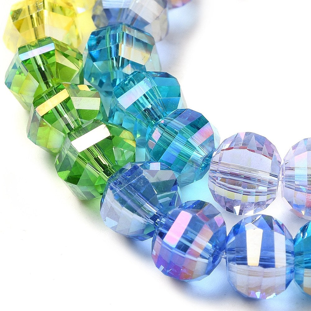 Mixed Colour Faceted Round Glass Beads – 8mm AB Plated | The Pink Bead Shop Canada