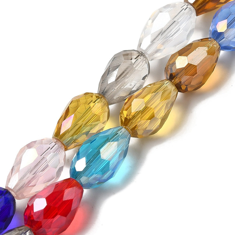 Mixed Color AB Electroplated Glass Beads – Faceted Teardrop, 12×8mm The Pink Bead Shop