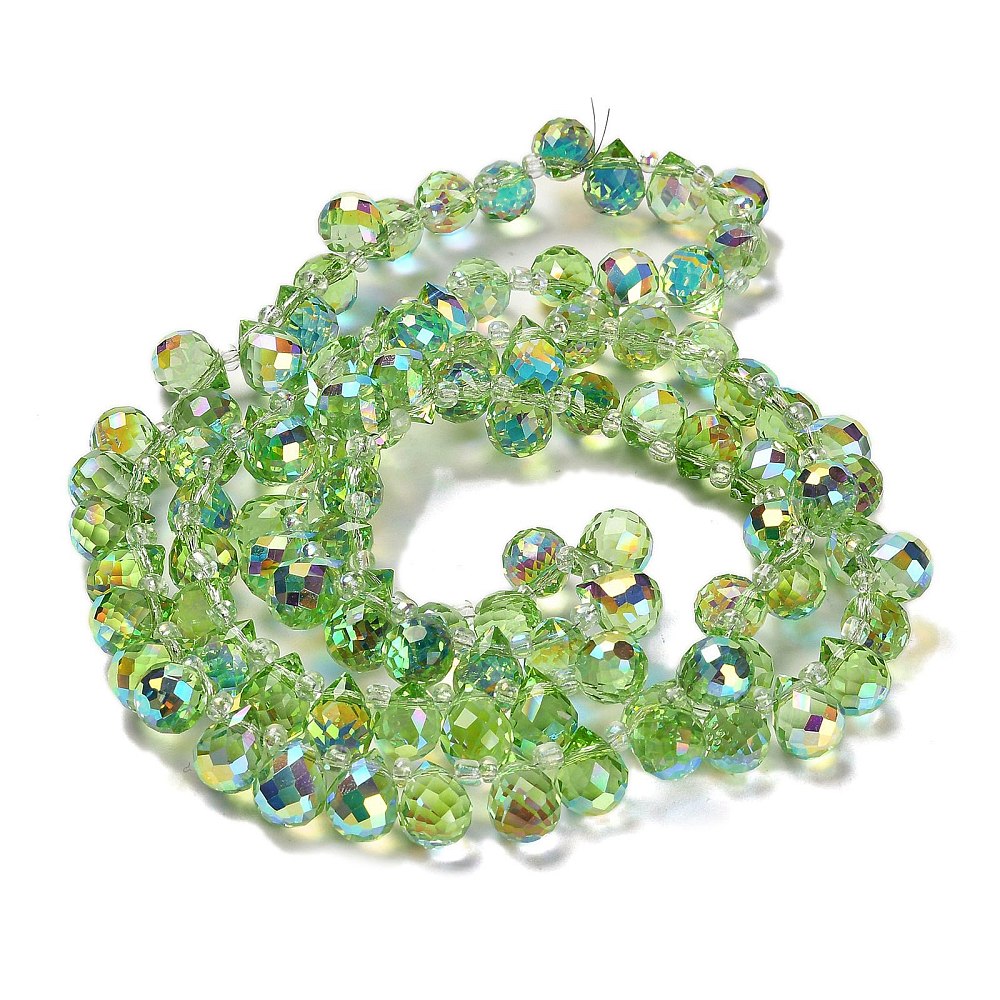 Pale Green Faceted Teardrop Glass Beads – 10–11mm | The Pink Bead Shop Canada