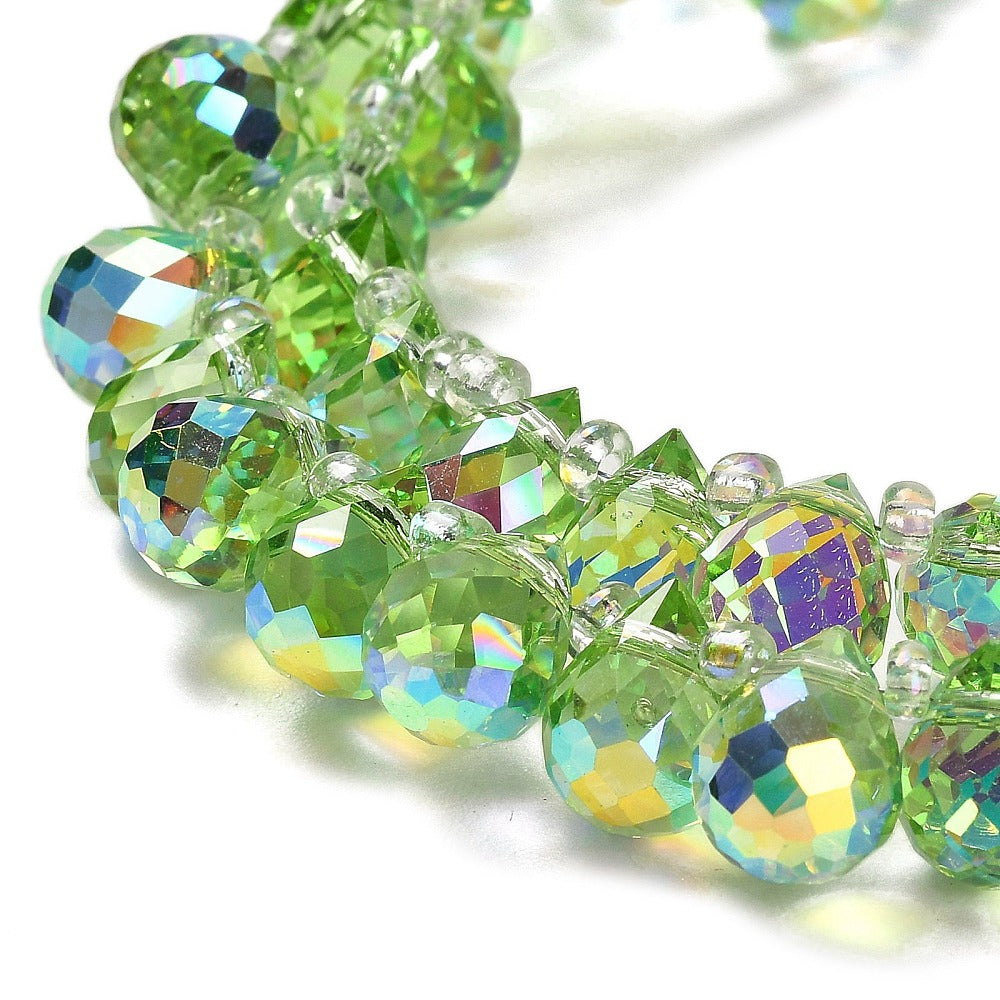 Pale Green Faceted Teardrop Glass Beads – 10–11mm | The Pink Bead Shop Canada