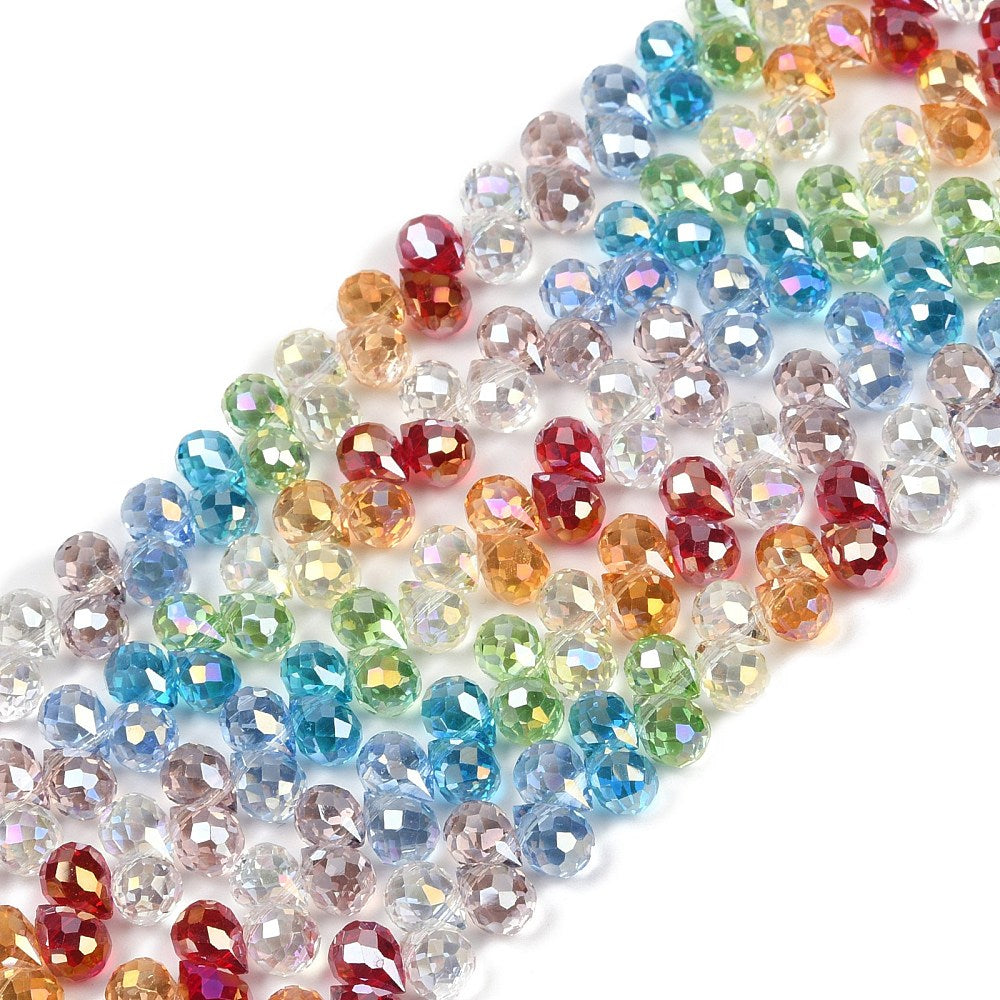 8x6mm Electroplated Gradient Teardrop Glass Beads – Mixed Colours | The Pink Bead Shop Canada
