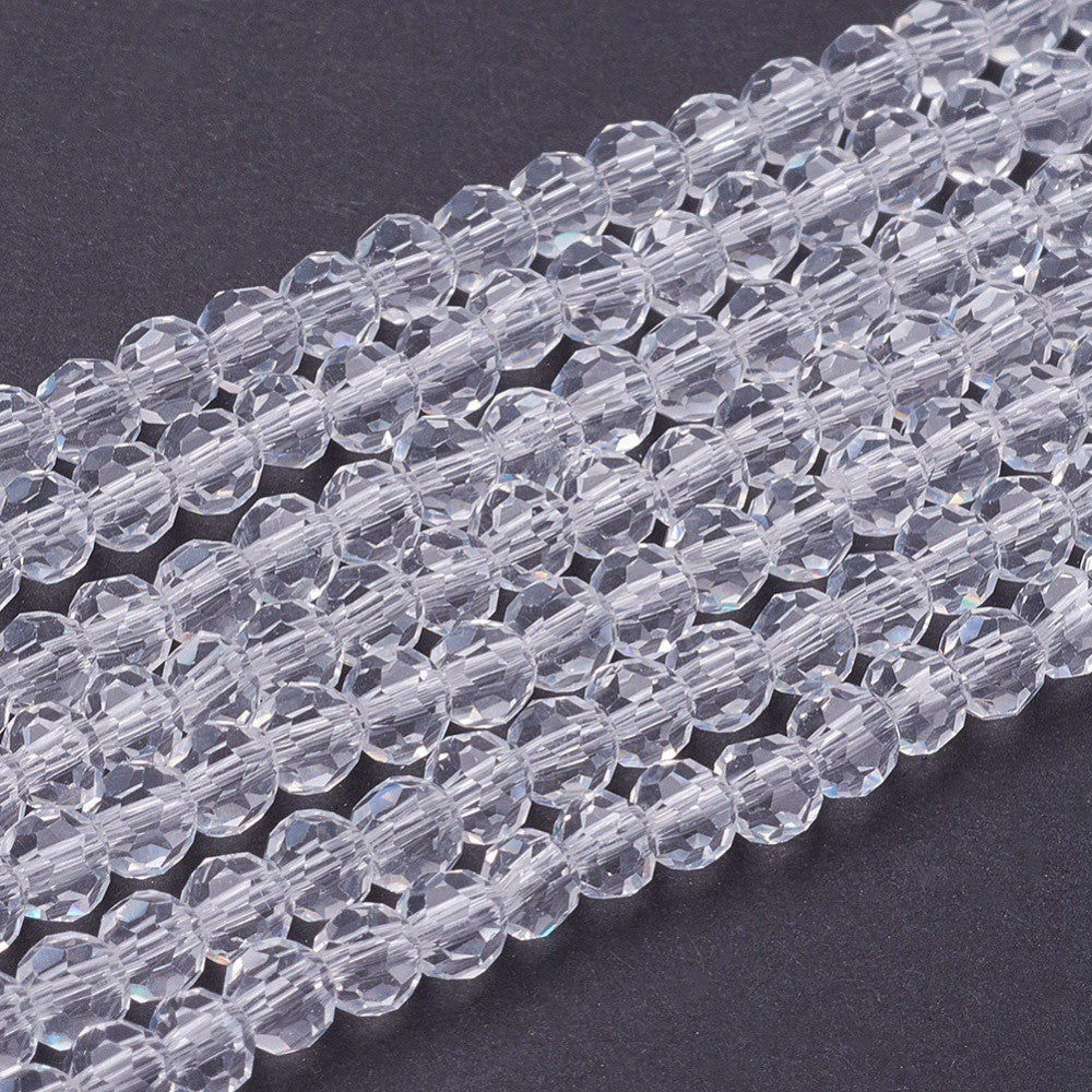 Clear Faceted Glass Beads 4mm – 32 Facets | The Pink Bead Shop Canada