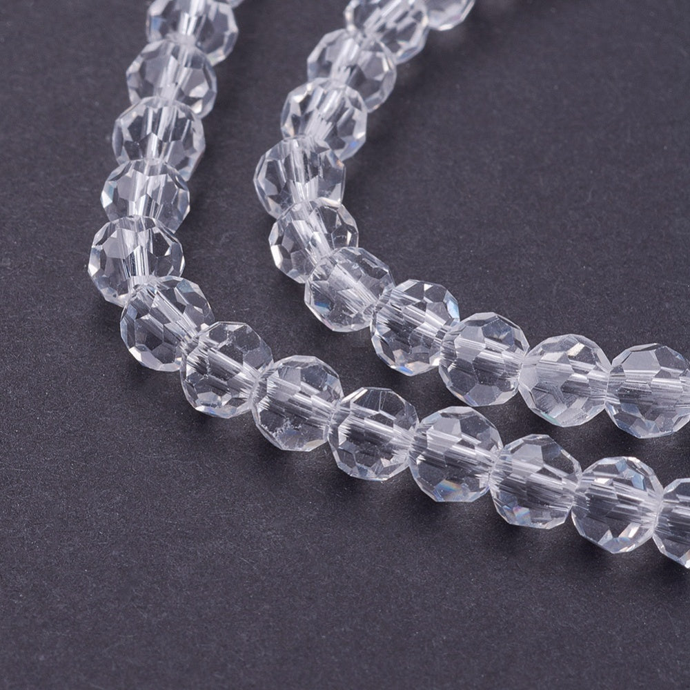 Clear Faceted Glass Beads 4mm – 32 Facets | The Pink Bead Shop Canada