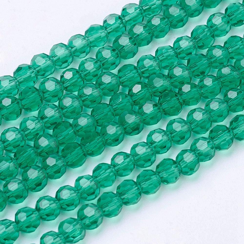 Teal Faceted Glass Beads 4mm – 32 Facets | The Pink Bead Shop Canada