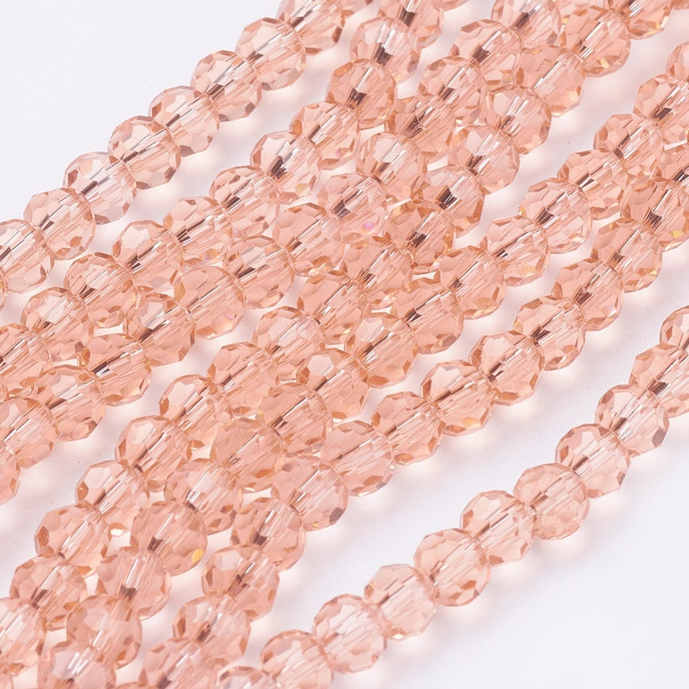 Dark Salmon Faceted Glass Beads 4mm – 32 Facets | The Pink Bead Shop Canada