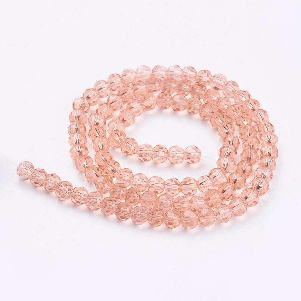 Dark Salmon Faceted Glass Beads 4mm – 32 Facets | The Pink Bead Shop Canada