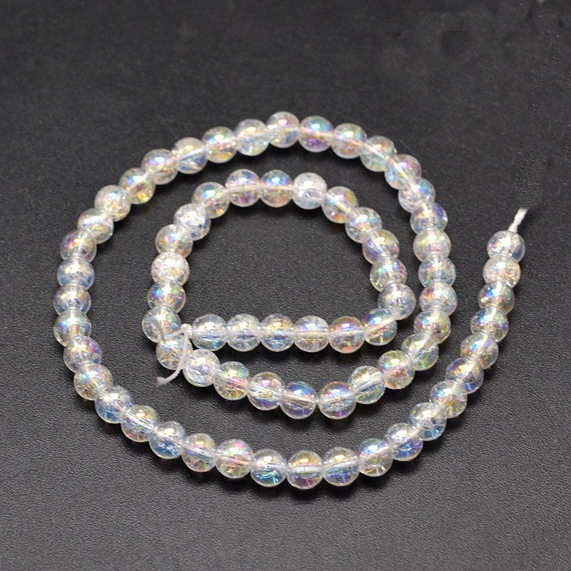 Crackle Quartz Beads Electroplated – Clear AB Round 6mm & 8mm (Approx. 15.7” Strand) The Pink Bead Shop