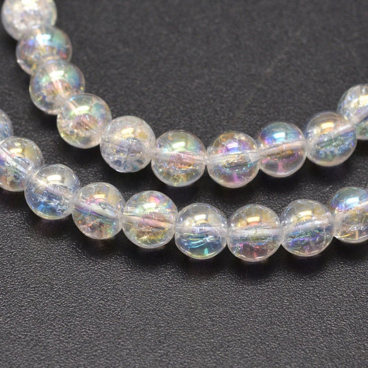 Electroplated AB Crackle Quartz Synthetic Round Beads – 6mm & 8mm | The Pink Bead Shop Canada