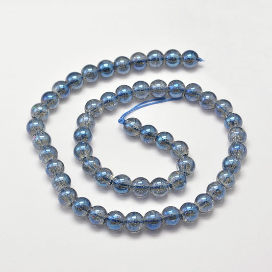 Electroplated Full Rainbow Crackle Quartz Beads – Steel Blue 8mm | The Pink Bead Shop Canada