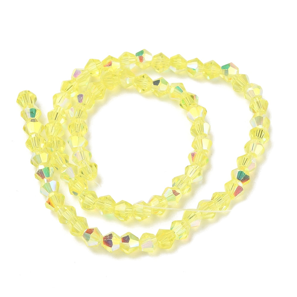 Yellow AB Half-Plated Faceted Bicone Glass Beads 4.5mm | The Pink Bead Shop Canada