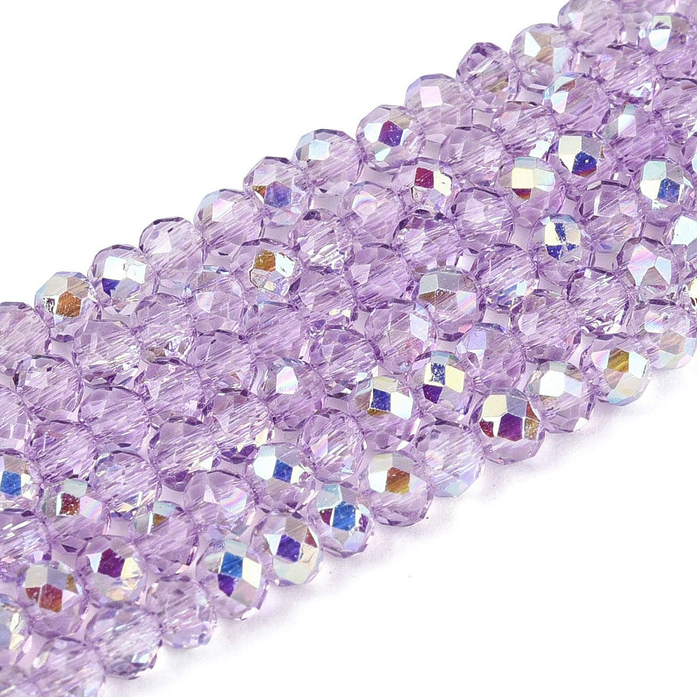 Plum AB Faceted Glass Rondelle Beads 3x2.5mm Hole 0.6mm-0.7mm| The Pink Bead Shop Canada