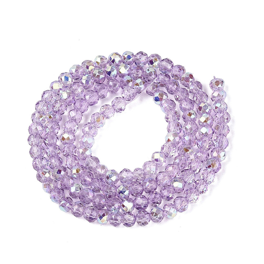Plum AB Faceted Glass Rondelle Beads 3x2.5mm Hole 0.6mm-0.7mm| The Pink Bead Shop Canada