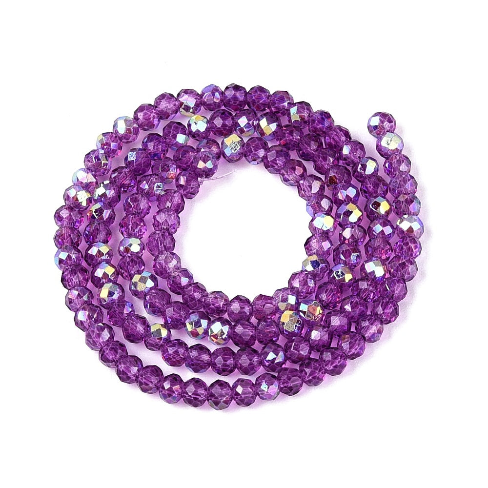 Purple AB Faceted Glass Rondelle Beads 3x2.5mm Hole 0.6mm-0.7mm | The Pink Bead Shop Canada