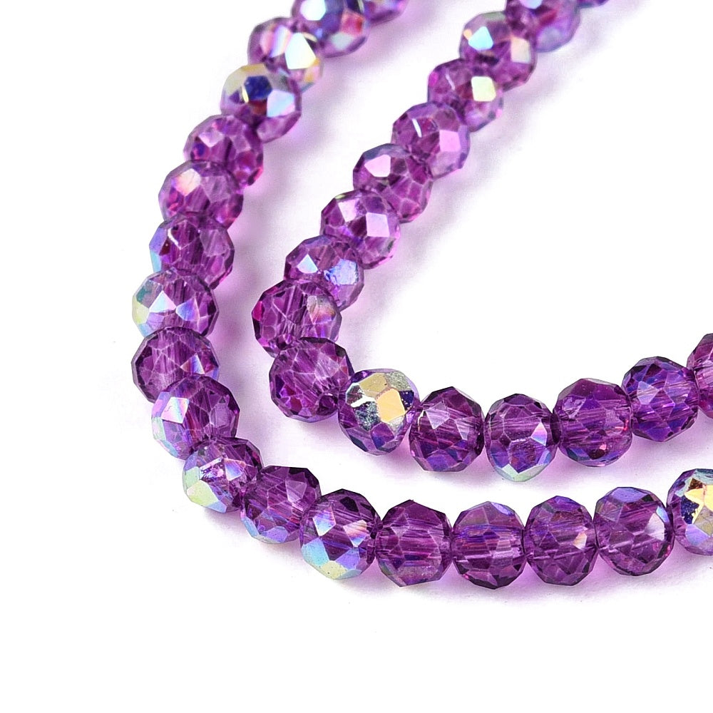 Purple AB Faceted Glass Rondelle Beads 3x2.5mm Hole 0.6mm-0.7mm | The Pink Bead Shop Canada