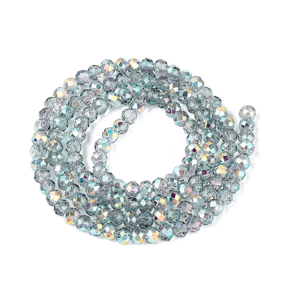 Light Steel Blue AB Faceted Glass Rondelle Beads 3x2.5mm 0.6-0.7mm hole | The Pink Bead Shop Canada