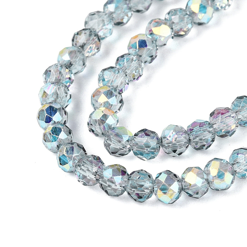 Light Steel Blue AB Faceted Glass Rondelle Beads 3x2.5mm 0.6-0.7mm hole | The Pink Bead Shop Canada
