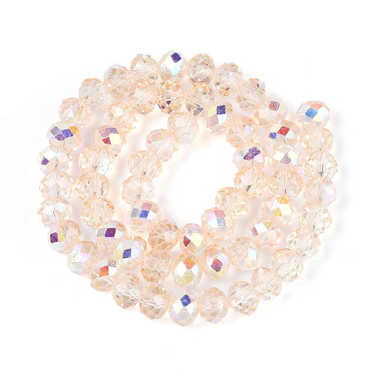 Peach AB Crystal Glass Rondelle Beads – Faceted 8x6.5–7mm | The Pink Bead Shop Canada