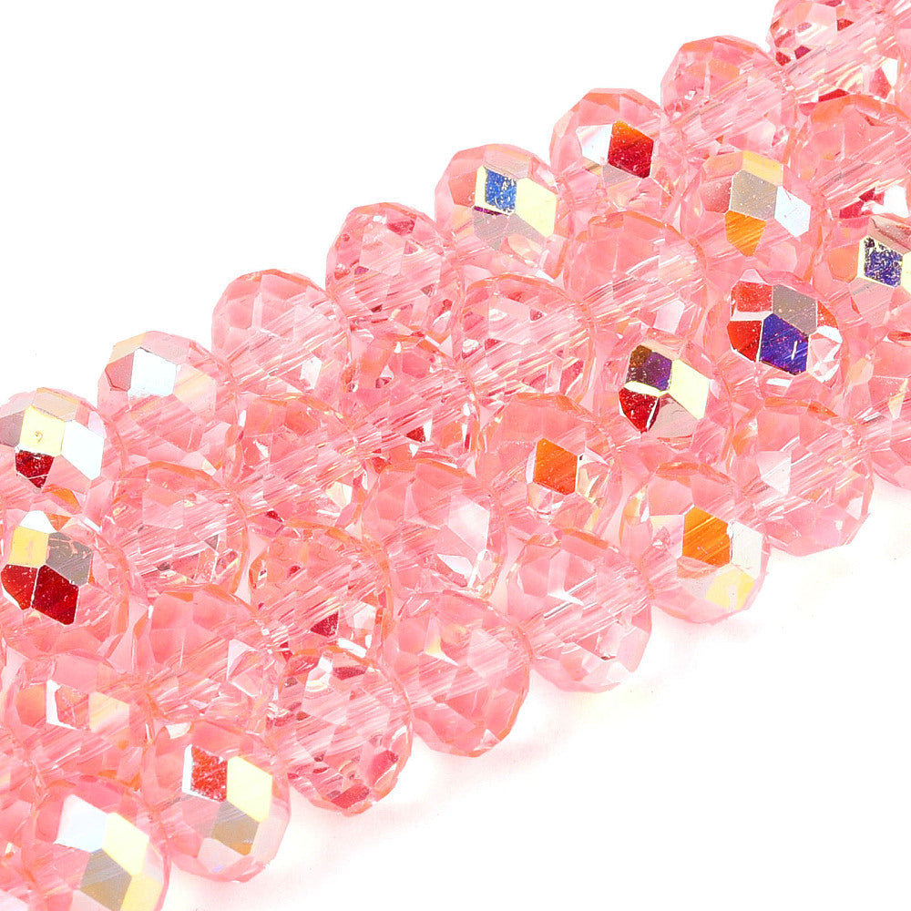 Light Coral AB Faceted Rondelle Glass Beads – 8mm | The Pink Bead Shop Canada