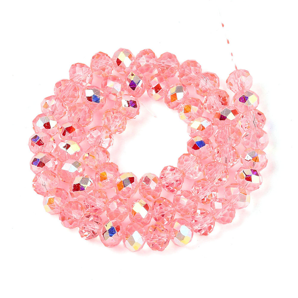 Light Coral AB Faceted Rondelle Glass Beads – 8mm | The Pink Bead Shop Canada