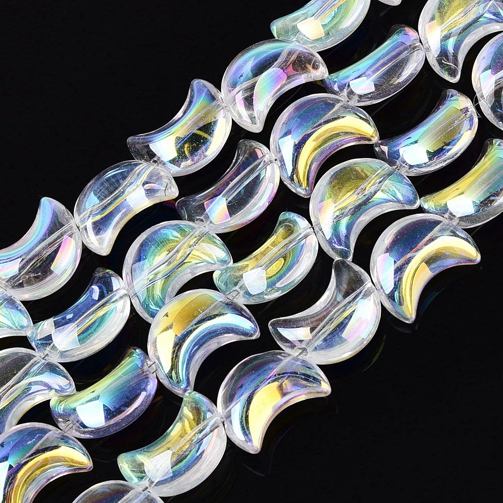 Electroplated Clear AB Moon Glass Beads – Strand | The Pink Bead Shop Canada