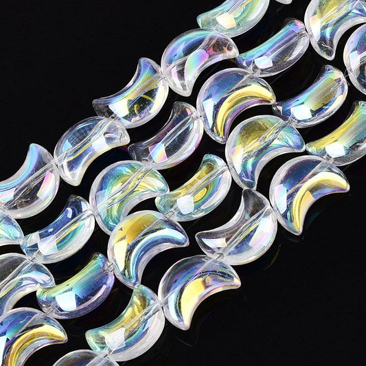 Electroplated Clear AB Moon Glass Beads – Strand | The Pink Bead Shop Canada