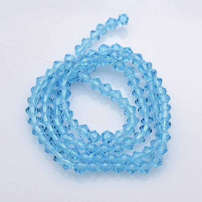 4mm Light Sky Blue Faceted Bicone Glass Beads | The Pink Bead Shop Canada