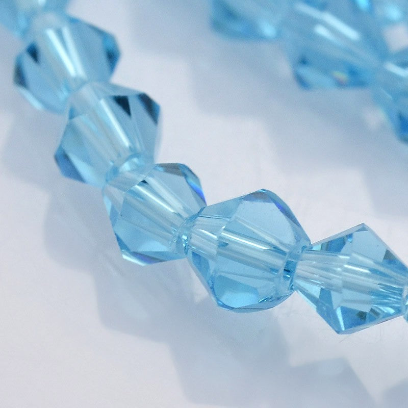 4mm Light Sky Blue Faceted Bicone Glass Beads | The Pink Bead Shop Canada