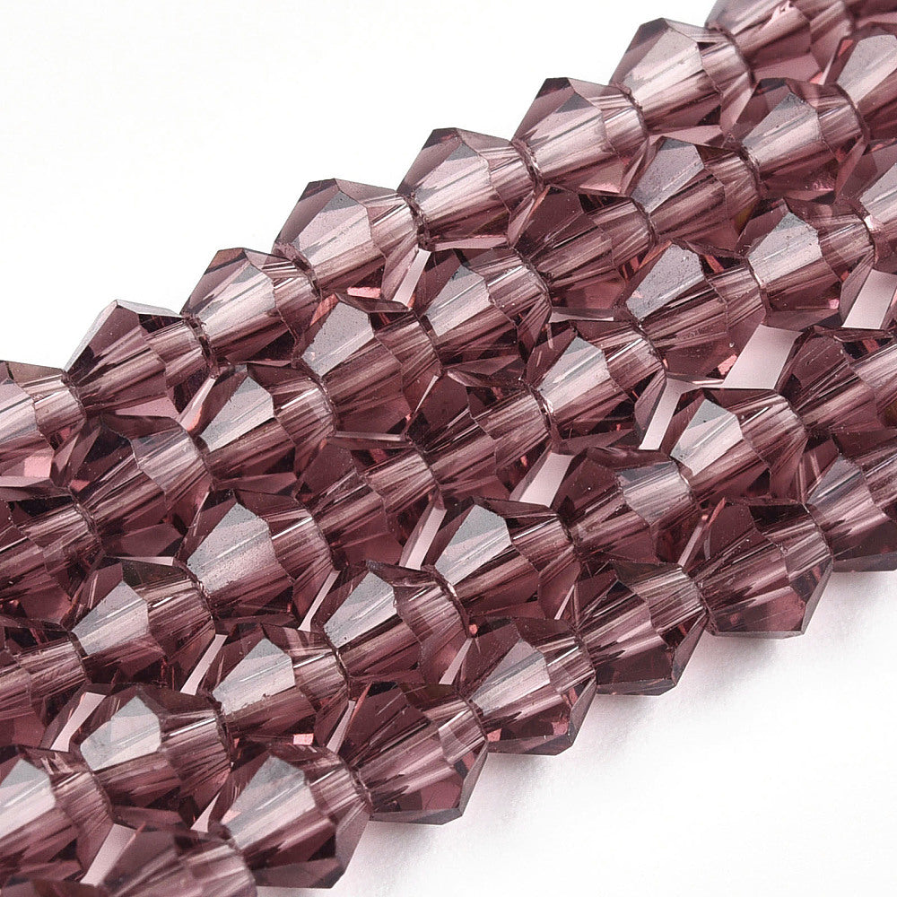 4mm Purple Faceted Bicone Glass Beads | The Pink Bead Shop Canada