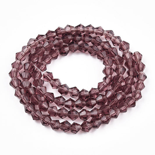 4mm Purple Faceted Bicone Glass Beads | The Pink Bead Shop Canada