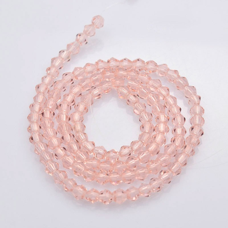 4x4mm Pink Faceted Bicone Glass Beads | The Pink Bead Shop Canada