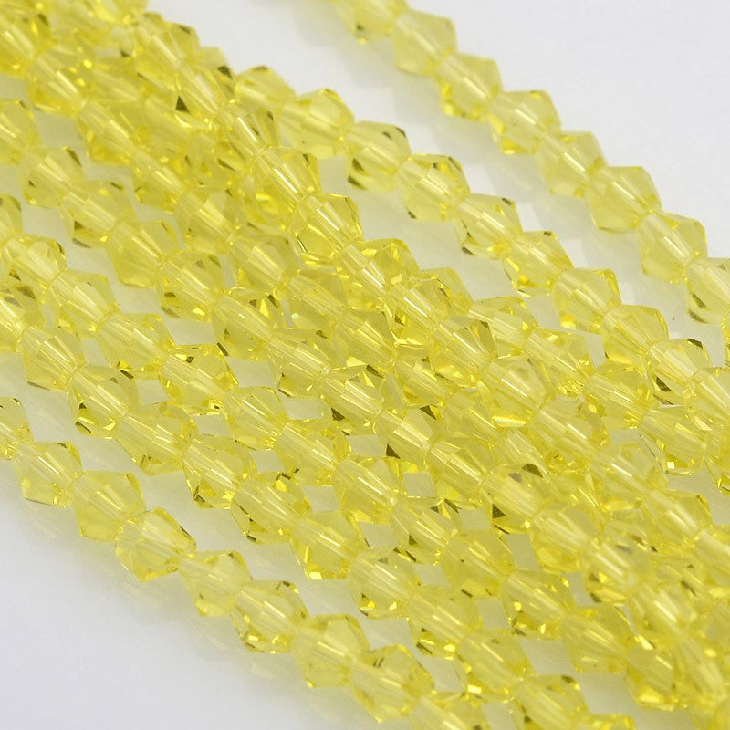4mm Yellow Faceted Bicone Glass Beads | The Pink Bead Shop Canada