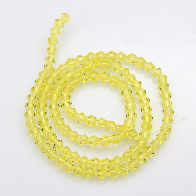 4mm Yellow Faceted Bicone Glass Beads | The Pink Bead Shop Canada