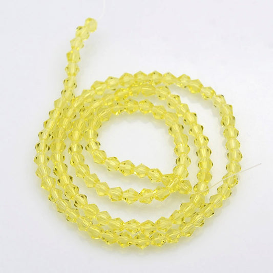 4mm Yellow Faceted Bicone Glass Beads | The Pink Bead Shop Canada
