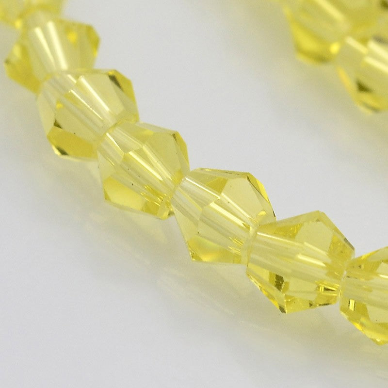 4mm Yellow Faceted Bicone Glass Beads | The Pink Bead Shop Canada
